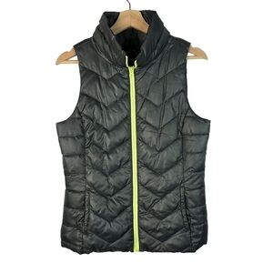 SO Gray & Green Zip Sleeveless Puffer Vest S